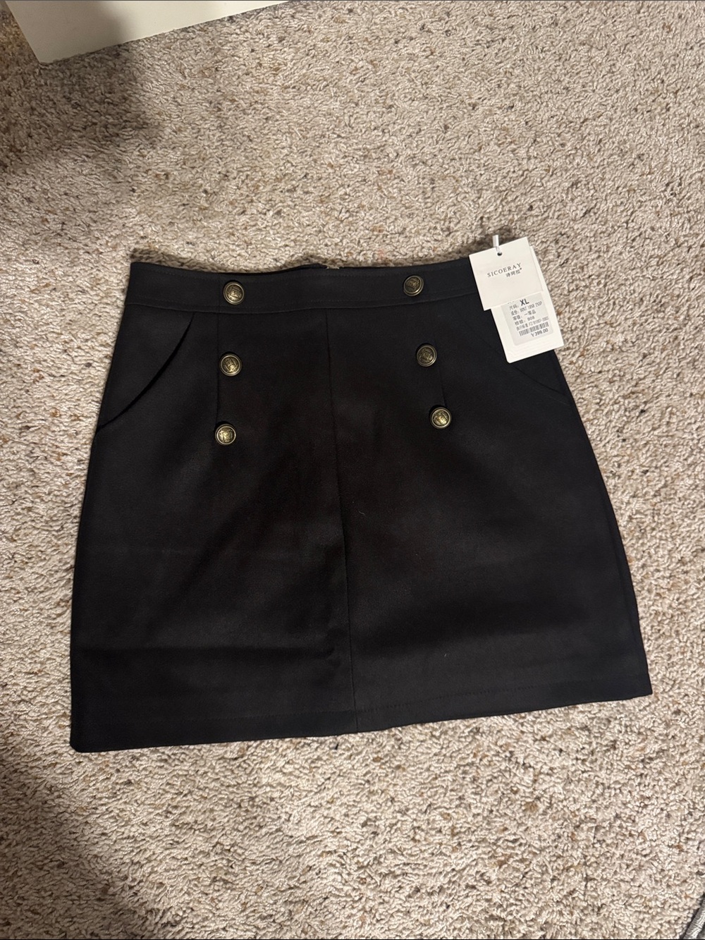 Brown Double-Button Mini Skirt